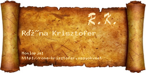 Róna Krisztofer névjegykártya